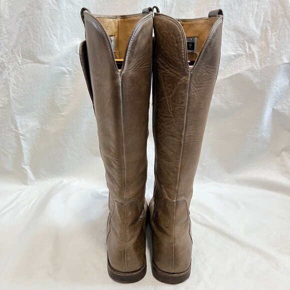 Frye Paige tall riding boots beige brown leather knee high pull on flat 9 womens - Picture 4 of 14